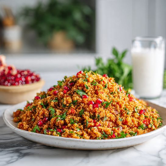 Kisir – Fluffy Turkish Bulgur Salad with Herbs & Pomegranate - Recipe Image