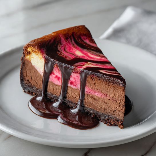 Dark Chocolate Raspberry Cheesecake – Rich, Creamy, and Decadent - Recipe Image