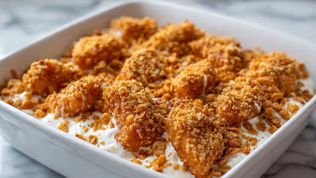 Cheesy Sour Cream Chicken Casserole with Crackers - Recipe Image