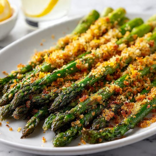 Asparagus with Lemon Parmesan Breadcrumbs Recipe - Recipe Image