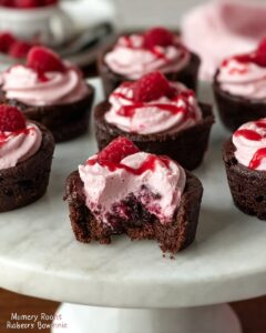 Bite-Size Brownie Cups with Raspberry Mousse Recipe