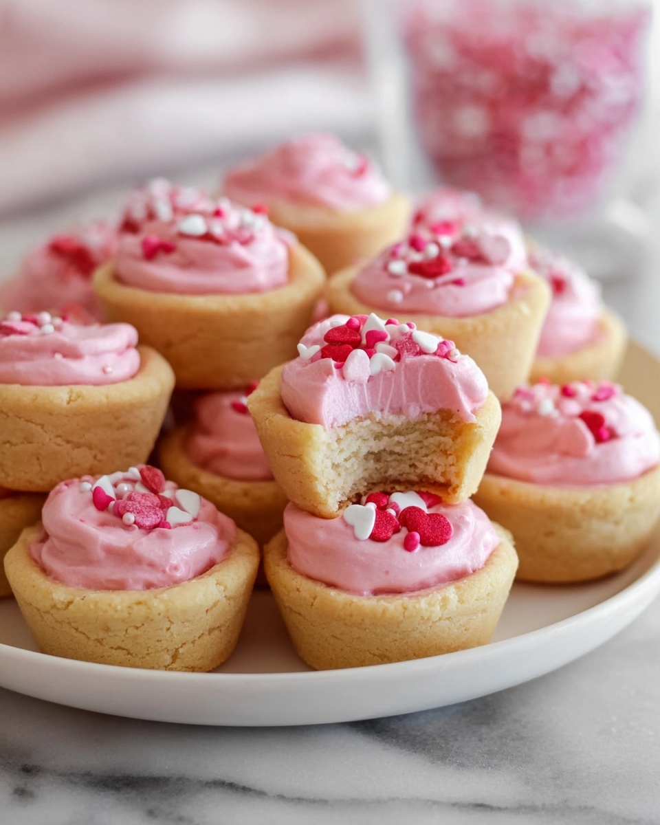 Sugar Cookie Cups with Vanilla Frosting and Sprinkles Recipe