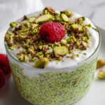 Pistachio Overnight Oats with Raspberries and Chopped Pistachios Recipe