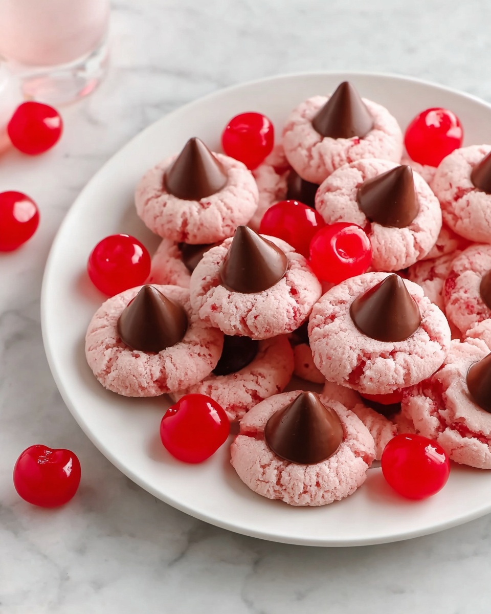 Cherry Blossom Cookies with Maraschino Cherry Flavor and Hershey’s Kisses Recipe - Recipe Image