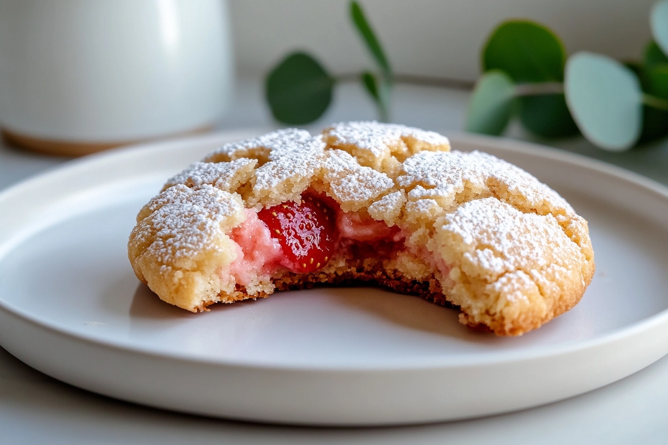Easy 5-Ingredient Strawberry Crinkle Cookies Recipe