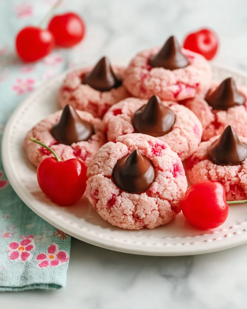 Cherry Blossom Cookies with Maraschino Cherry Flavor and Hershey’s Kisses Recipe