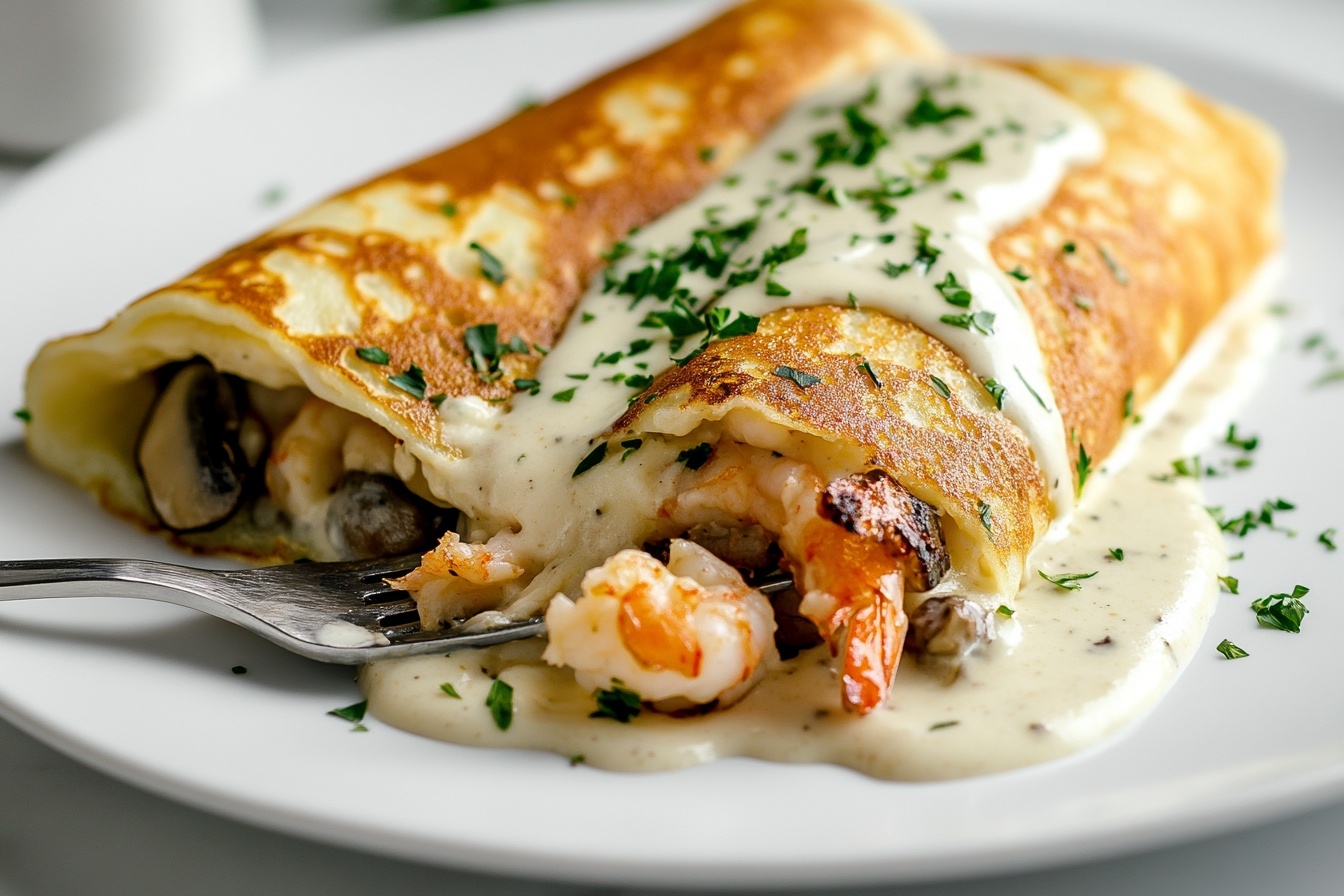 Seafood Crepes with Béchamel Sauce Recipe