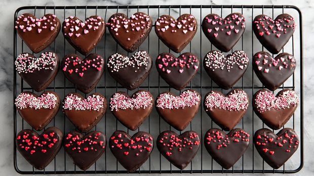 Chocolate Dipped Brownie Hearts Recipe