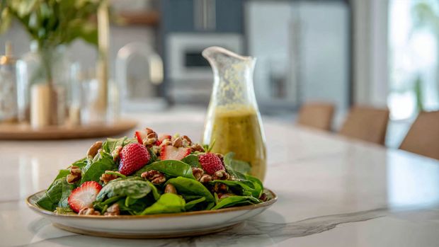 Strawberry Spinach Salad with Crunchy Nuts Recipe