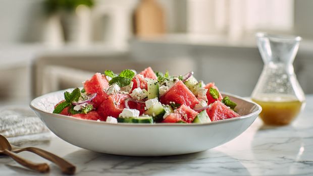 Watermelon Feta Mint Refreshing Salad Recipe