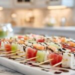Colorful Fresh Fruit and Feta Skewers with Balsamic Glaze Recipe