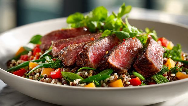 Grilled Chicken with Herb-Crusted Potatoes and Creamy Lettuce Salad Recipe