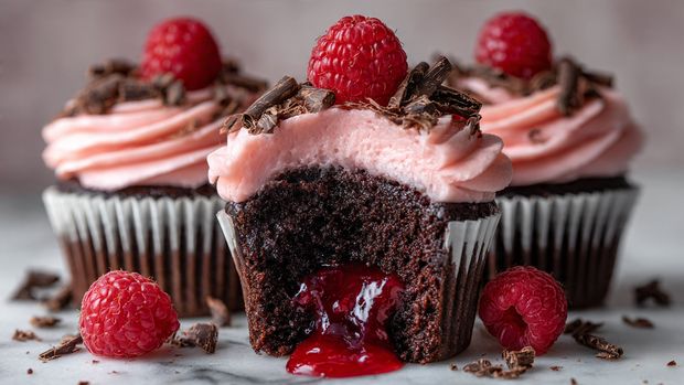 Raspberry Chocolate Lava Cupcakes Recipe