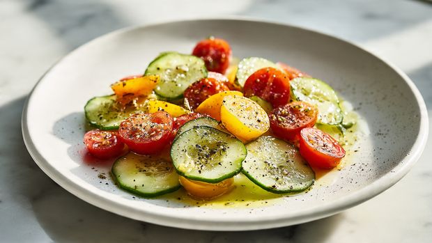 Zesty Cucumber Tomato Lemon Salad Recipe 4 Zesty Cucumber Tomato Lemon Salad Recipe - Recipe Image
