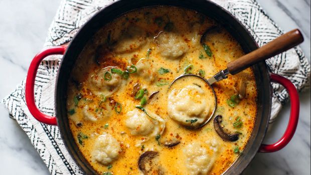 Thai Chicken Potstickers in Coconut Broth Recipe