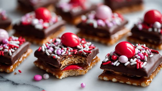 Valentine's Day Caramel Pretzel Bites Recipe