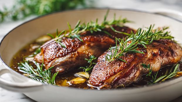 French Herb-Roasted Duck Breast with Pan Sauce Recipe