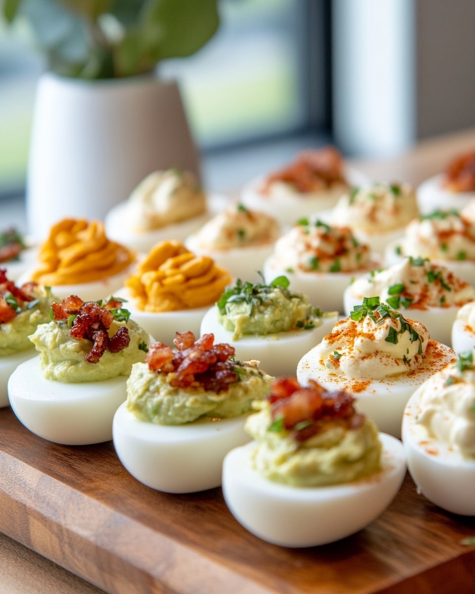 Egg Flight: Savory Filled Egg Halves with Gourmet Toppings Recipe - Recipe Image