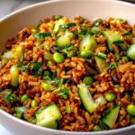 Crispy Thai Rice Salad with Halloumi, Avocado, and Edamame Recipe