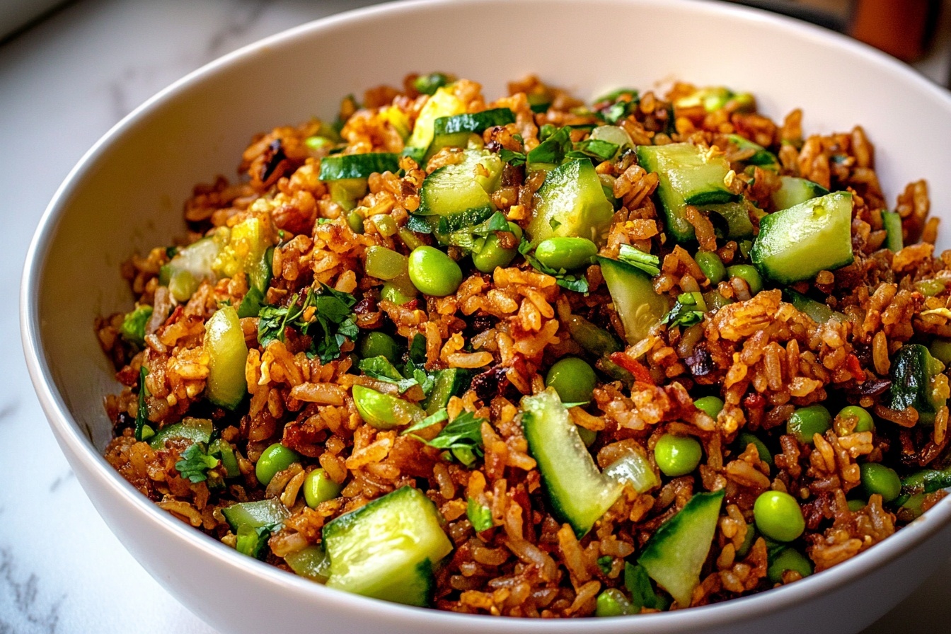 Crispy Thai Rice Salad with Halloumi, Avocado, and Edamame Recipe