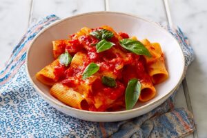 Paccheri with Fresh and Canned Tomato Sauce Recipe