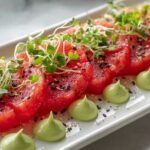 Watermelon Sashimi with Avocado-Wasabi Cream Recipe