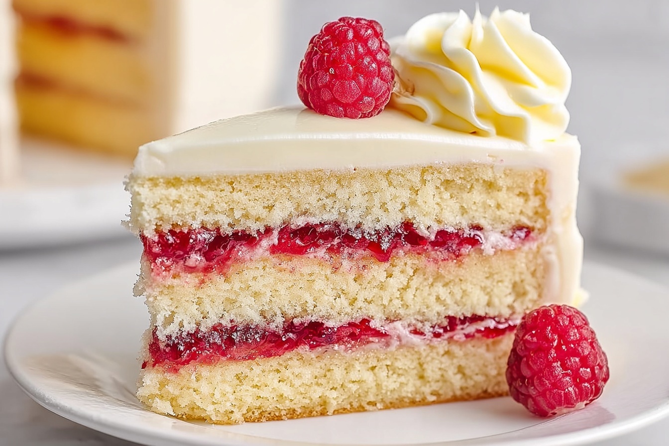 Lemon Raspberry Cake with Raspberry Filling and Lemon Frosting Recipe - Recipe Image