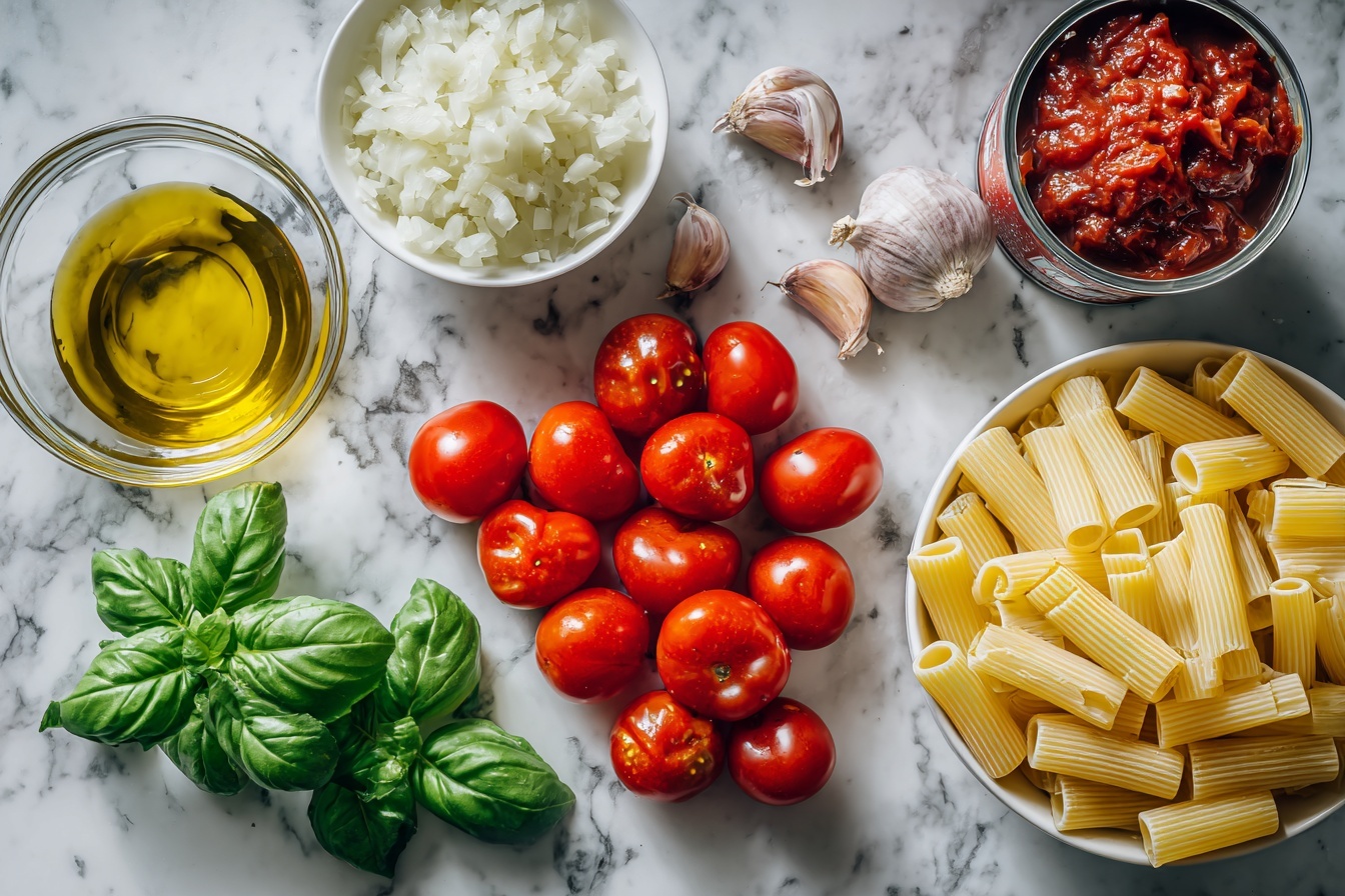 Paccheri with Fresh and Canned Tomato Sauce Recipe 5 Paccheri with Fresh and Canned Tomato Sauce Recipe - Recipe Image