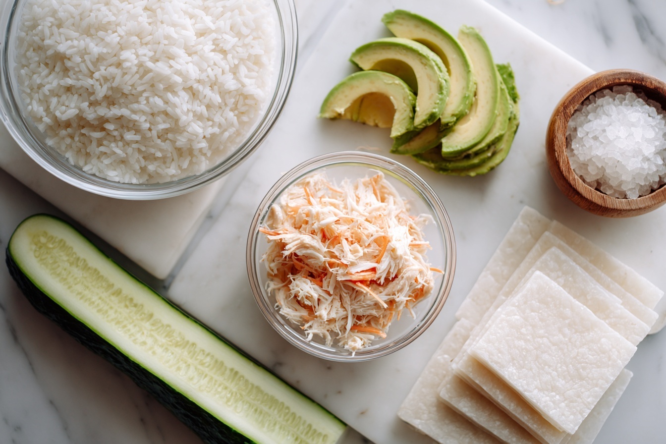 California Roll Rice Paper Sushi Sandwich (Onigirazu) Recipe - Recipe Image