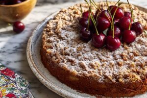 Cherry Nut Cake With Mascarpone Whipped Cream Recipe