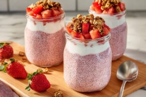 Thick Strawberry Vanilla Chia Pudding with Greek Yogurt Recipe