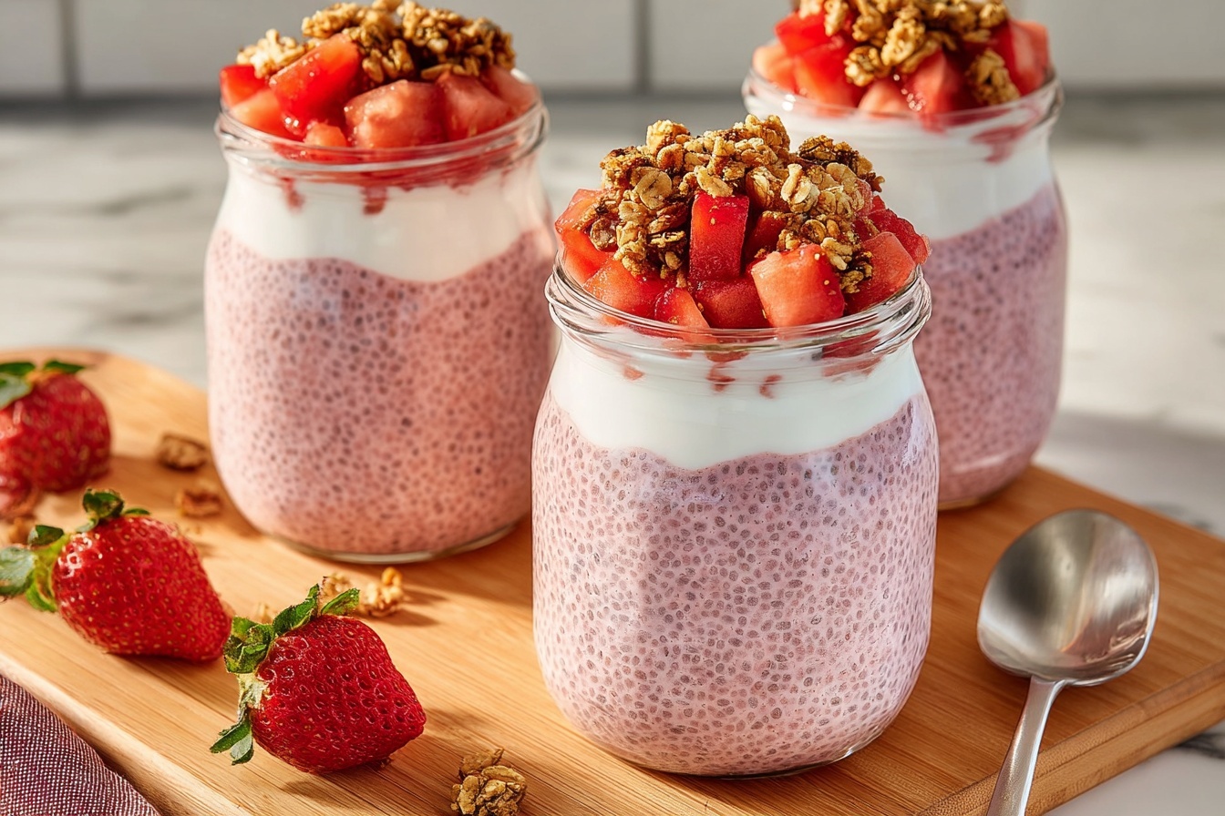Thick Strawberry Vanilla Chia Pudding with Greek Yogurt Recipe