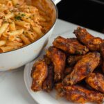 Creamy Chicken Pasta with Spicy Wings Recipe