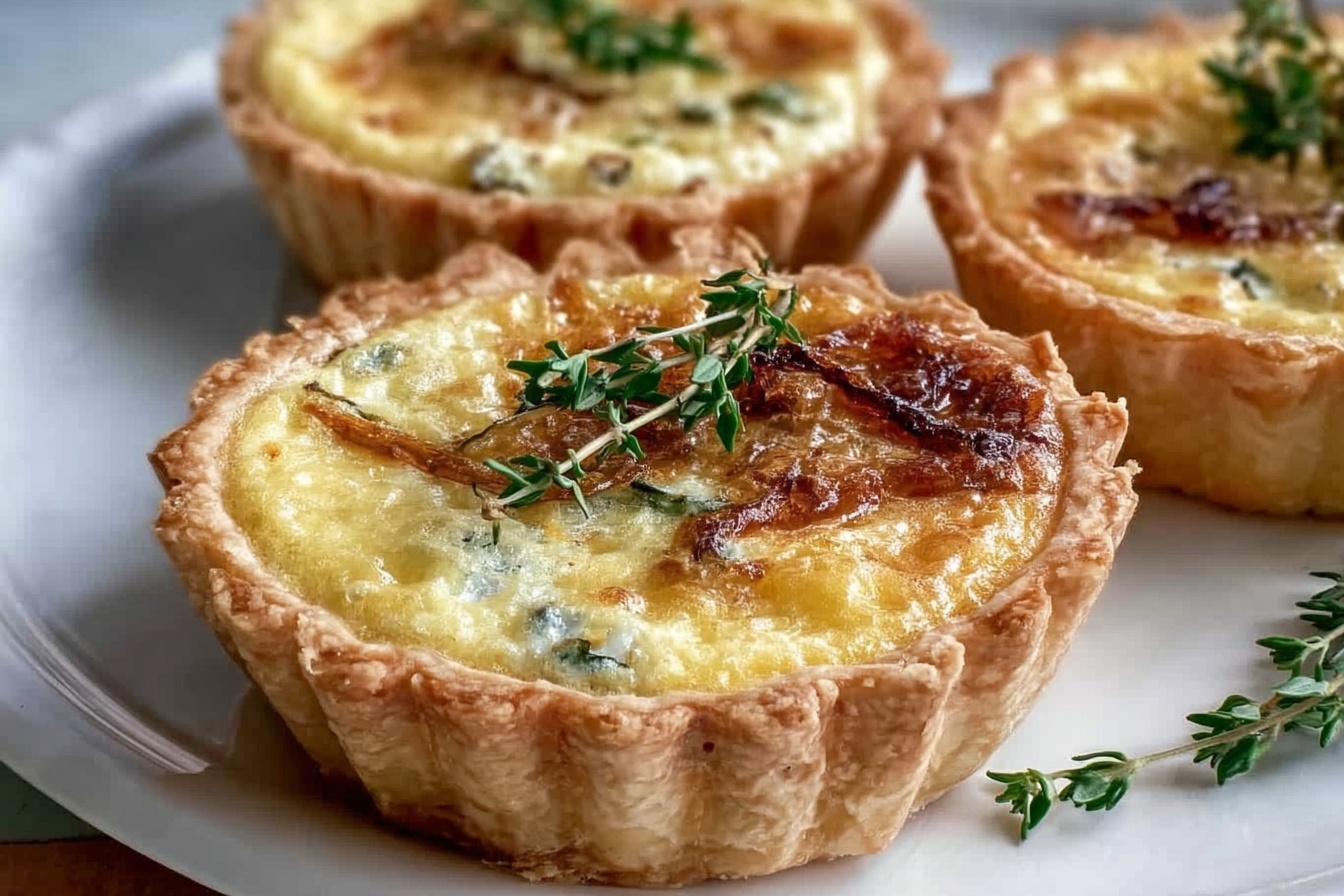 French Onion Mini Quiche with Gruyere Recipe - Recipe Image