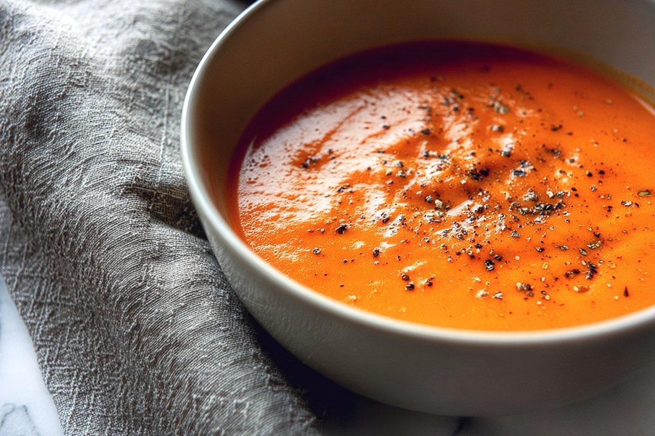 Creamy Tomato & Basil Soup Recipe - Recipe Image