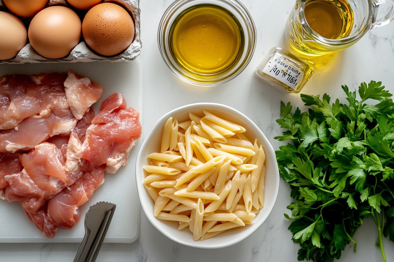 Creamy Chicken Pasta with Spicy Wings Recipe - Recipe Image