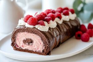 Chocolate Roll Cake with Raspberry Mousse Filling Recipe