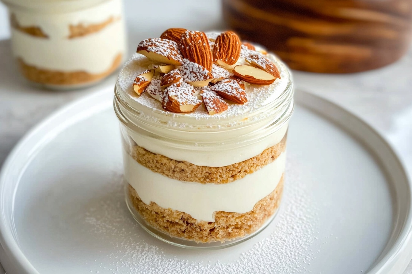 Almond Croissant Cottage Cheesecake Jars Recipe - Recipe Image
