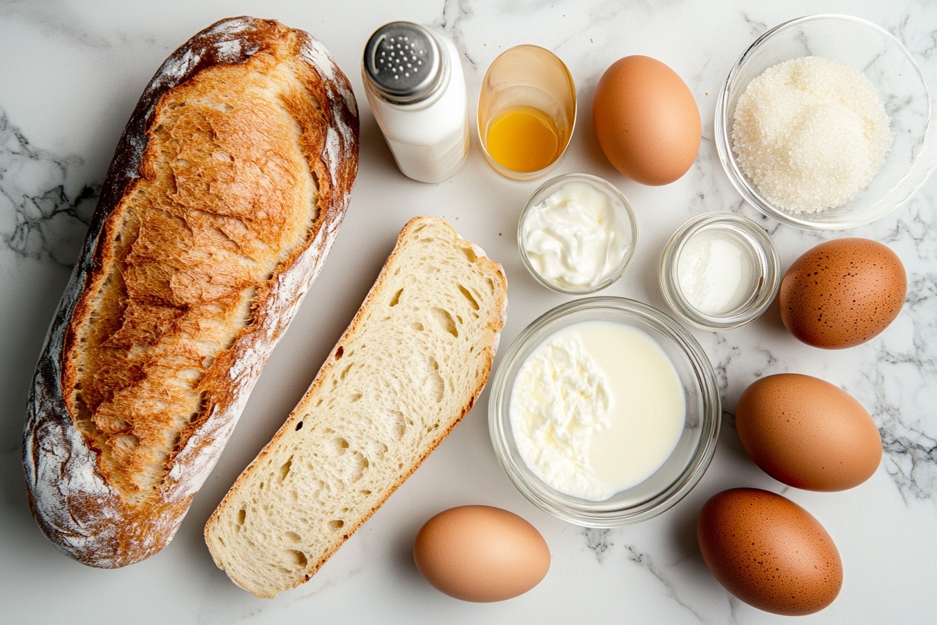 Custard Bread Pudding with Vanilla Sauce Recipe - Recipe Image