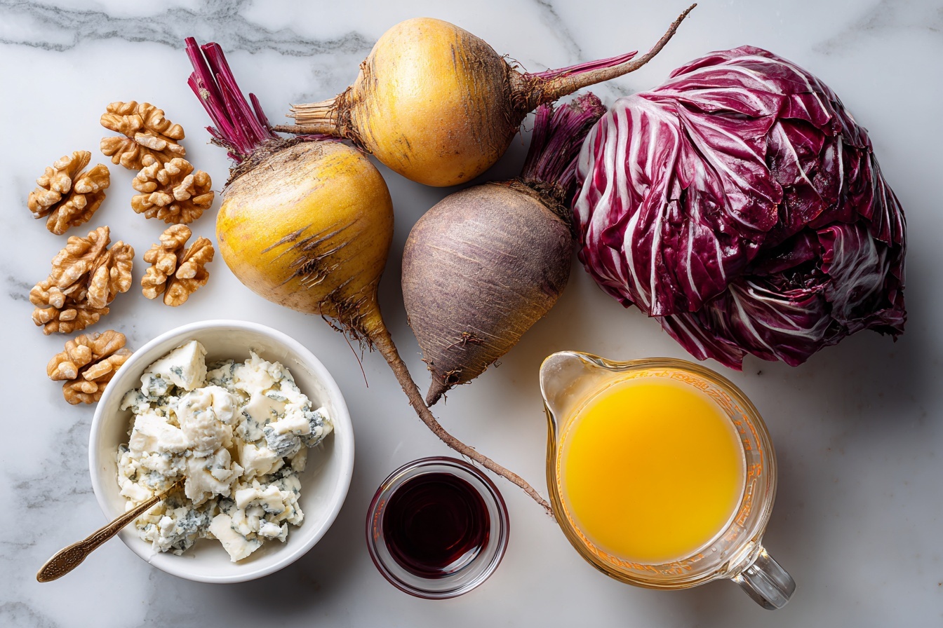 Beet, Radicchio, & Gorgonzola Salad With Blood Orange Vinaigrette Recipe - Recipe Image