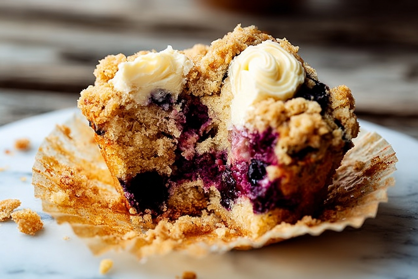 Healthier Whole Grain Blueberry Muffins Recipe - Recipe Image