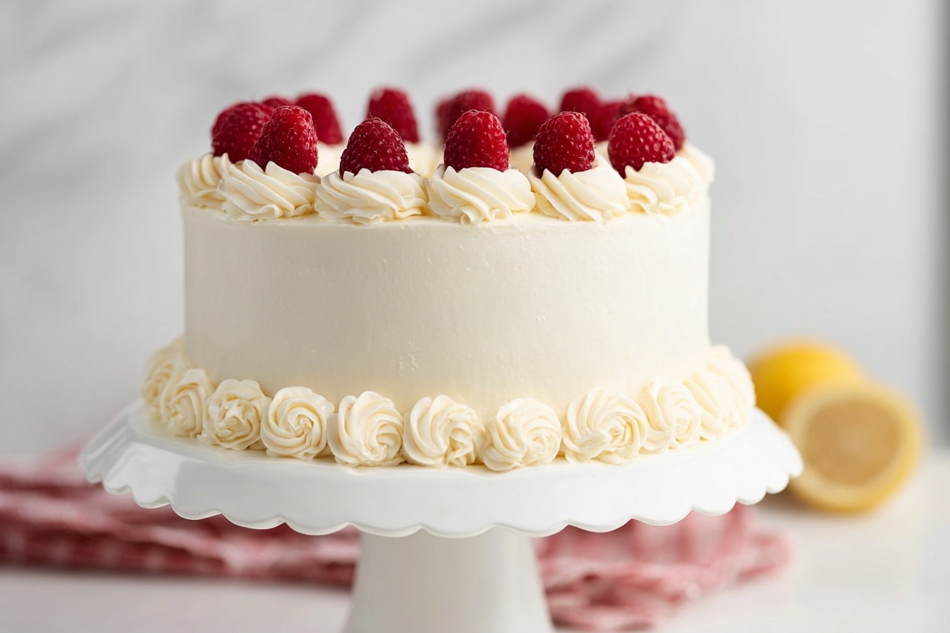 Lemon Raspberry Cake with Raspberry Filling and Lemon Frosting Recipe