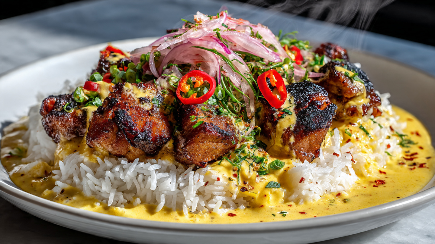 Churu Chicken Amarillo: Spicy Peruvian Grilled Chicken with Cilantro Rice Recipe - Recipe Image