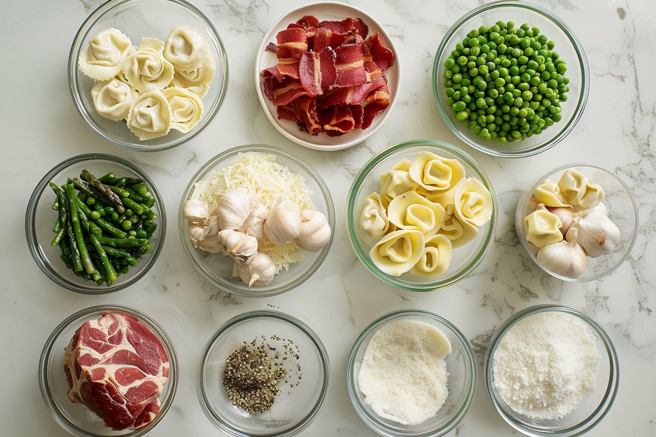 Creamy Spring Tortellini with Peas, Asparagus, and Bacon Recipe 5 Creamy Spring Tortellini with Peas, Asparagus, and Bacon Recipe - Recipe Image