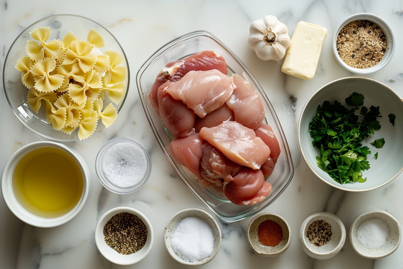 Garlic Butter Chicken with Bowtie Pasta Recipe 5 Garlic Butter Chicken with Bowtie Pasta Recipe - Recipe Image
