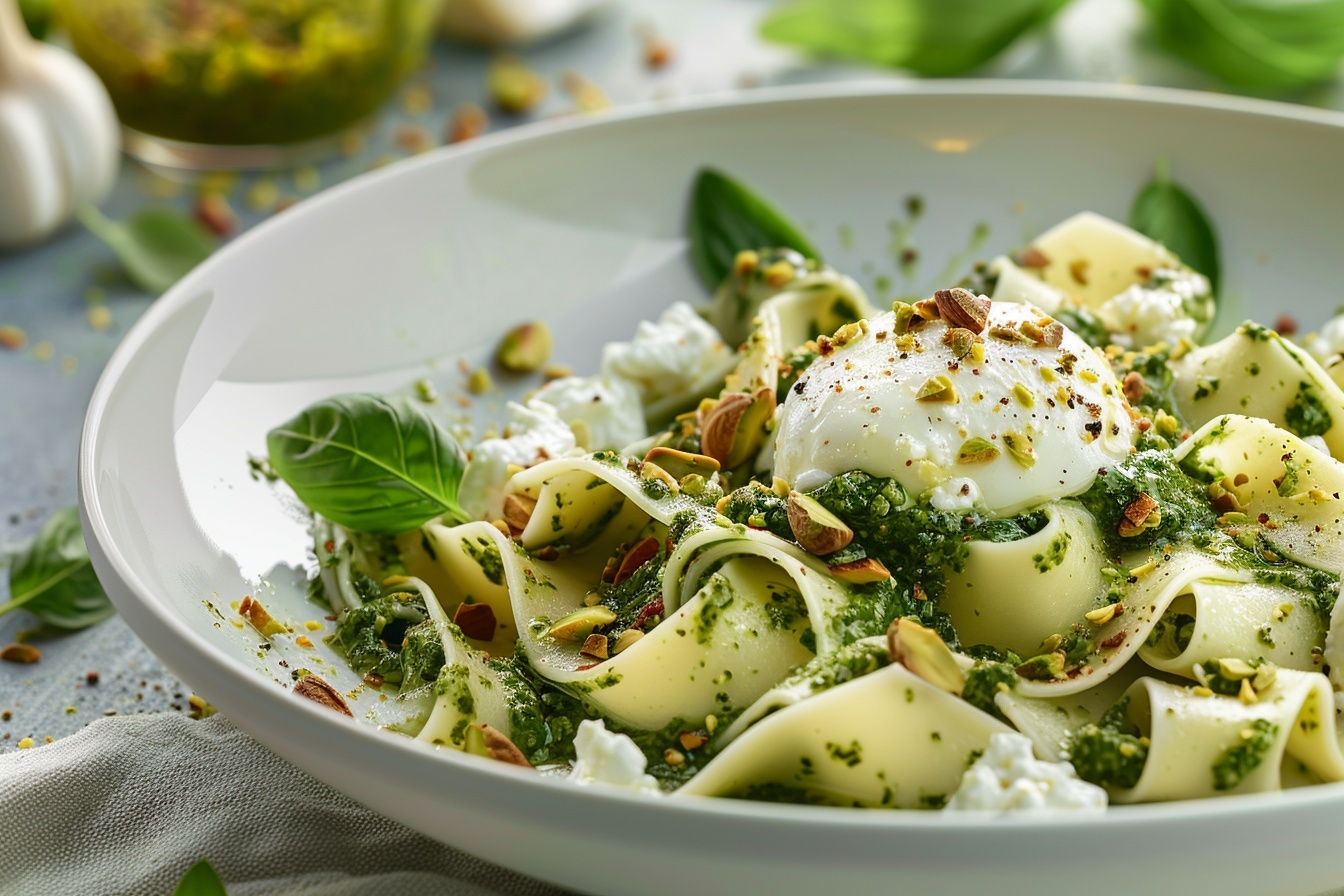 Pistachio Pesto Pasta with Burrata Recipe
