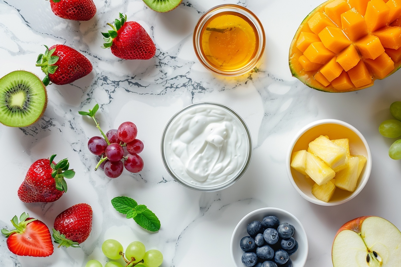 Baby in Bloom Fruit Platter with Honey Yogurt Dip Recipe
