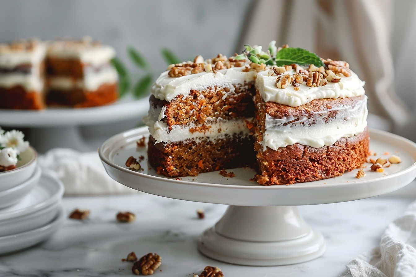Cream Cheese Frosted Carrot Cake with Nuts Recipe