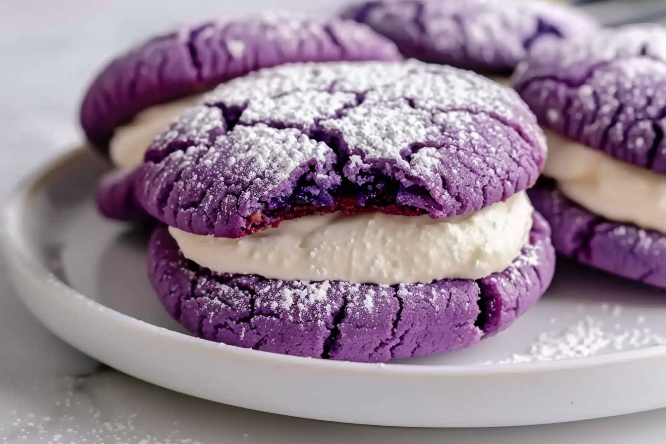 Ube Crinkle Sandwich Cookies Recipe - Recipe Image