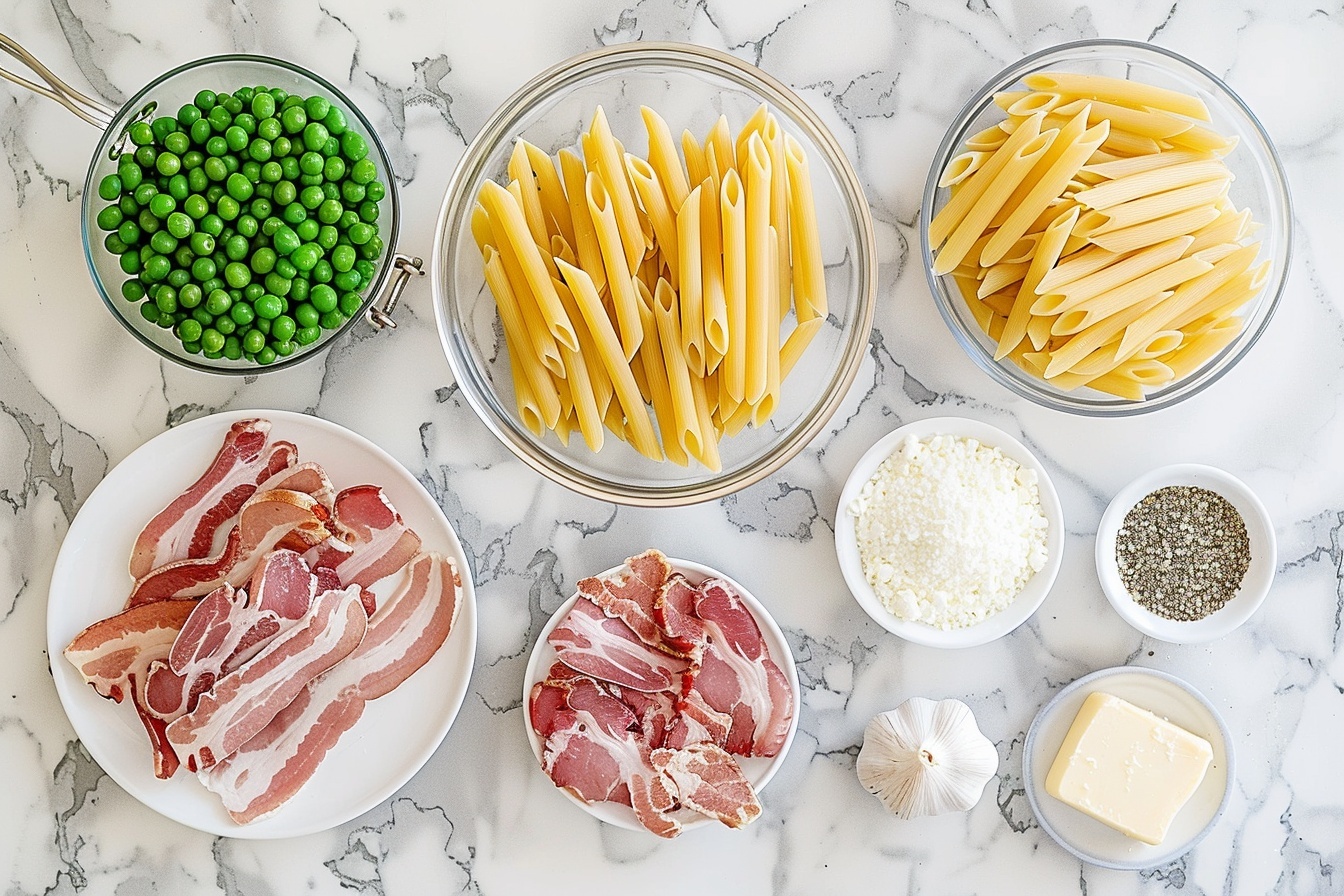 Creamy Bacon and Pea Pasta (25-Minutes) Recipe - Recipe Image